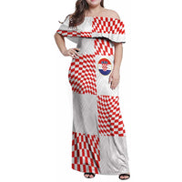 Custom Croatia Football Champion 2024 Family Matching Off Shoulder Maxi Dress and Hawaiian Shirt - Wonder Print Shop