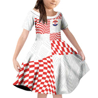 Custom Croatia Football Champion 2024 Family Matching Off Shoulder Short Dress and Hawaiian Shirt - Wonder Print Shop