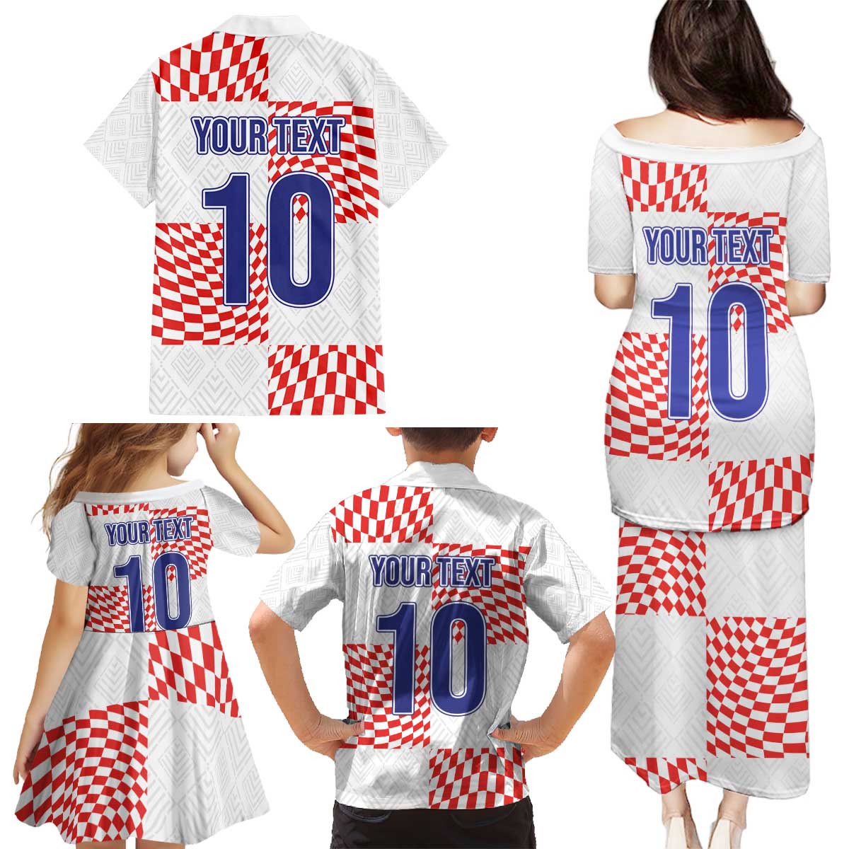Custom Croatia Football Champion 2024 Family Matching Puletasi and Hawaiian Shirt - Wonder Print Shop