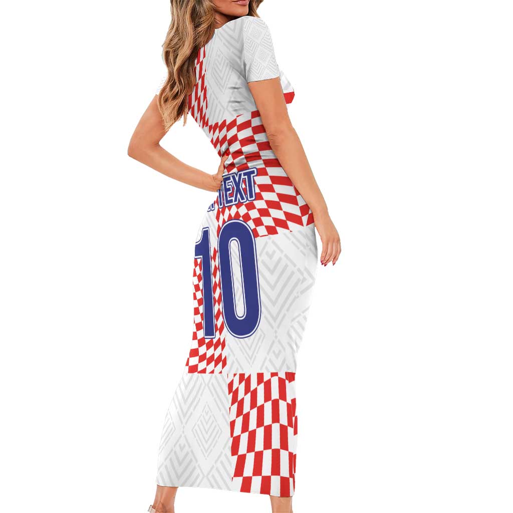 Custom Croatia Football Champion 2024 Family Matching Short Sleeve Bodycon Dress and Hawaiian Shirt - Wonder Print Shop
