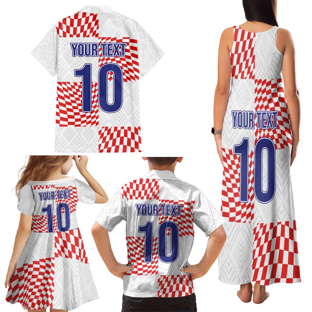 Custom Croatia Football Champion 2024 Family Matching Tank Maxi Dress and Hawaiian Shirt - Wonder Print Shop