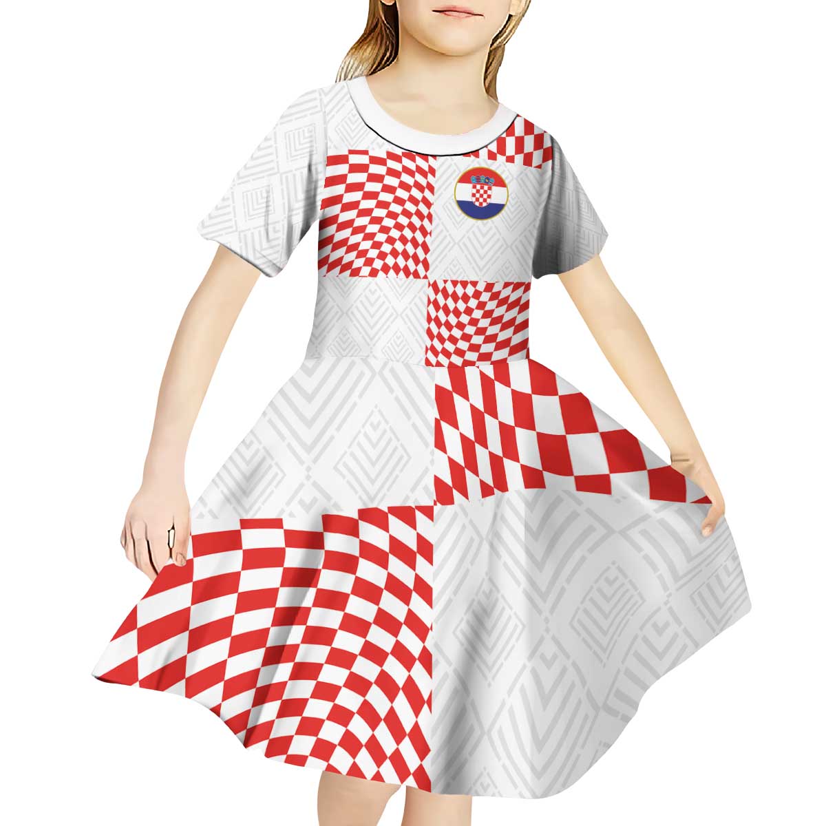Custom Croatia Football Champion 2024 Kid Short Sleeve Dress - Wonder Print Shop