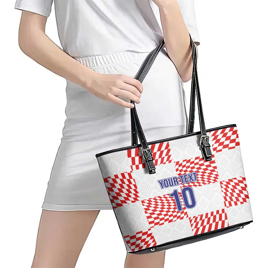 Custom Croatia Football Champion 2024 Leather Tote Bag - Wonder Print Shop