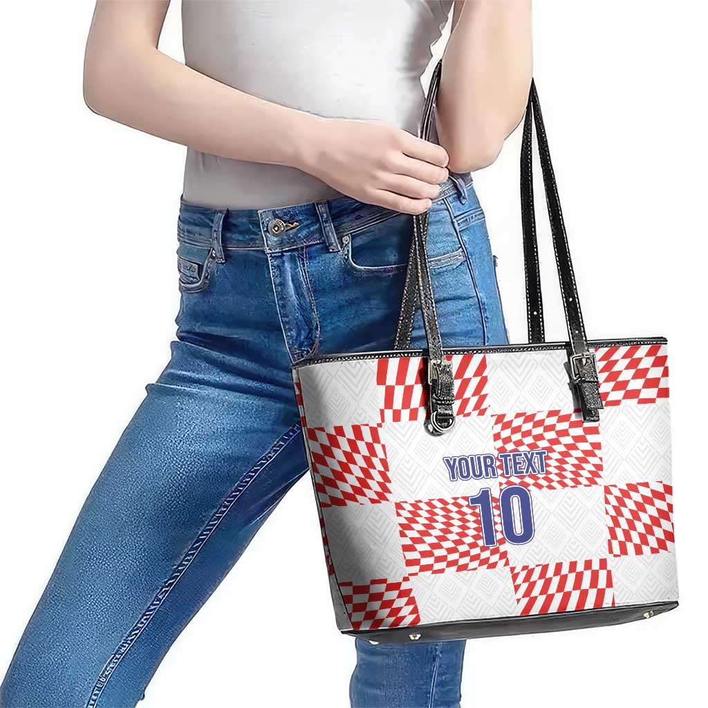 Custom Croatia Football Champion 2024 Leather Tote Bag - Wonder Print Shop