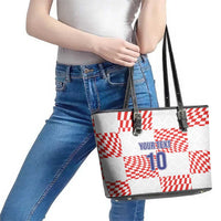 Custom Croatia Football Champion 2024 Leather Tote Bag - Wonder Print Shop
