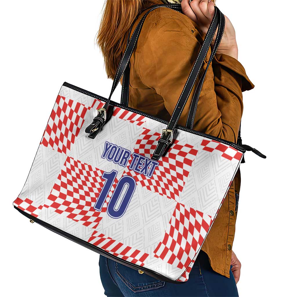 Custom Croatia Football Champion 2024 Leather Tote Bag - Wonder Print Shop