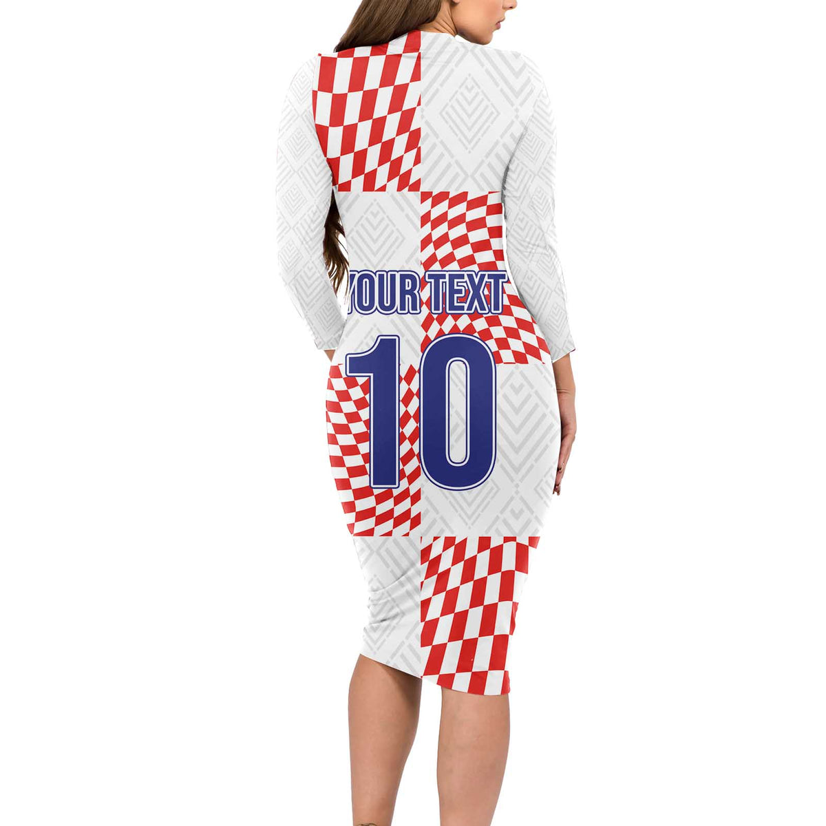Custom Croatia Football Champion 2024 Long Sleeve Bodycon Dress - Wonder Print Shop