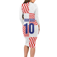 Custom Croatia Football Champion 2024 Long Sleeve Bodycon Dress - Wonder Print Shop