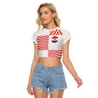 Custom Croatia Football Champion 2024 Raglan Cropped T Shirt - Wonder Print Shop