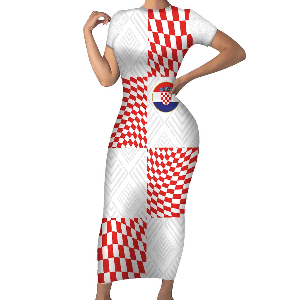Custom Croatia Football Champion 2024 Short Sleeve Bodycon Dress - Wonder Print Shop