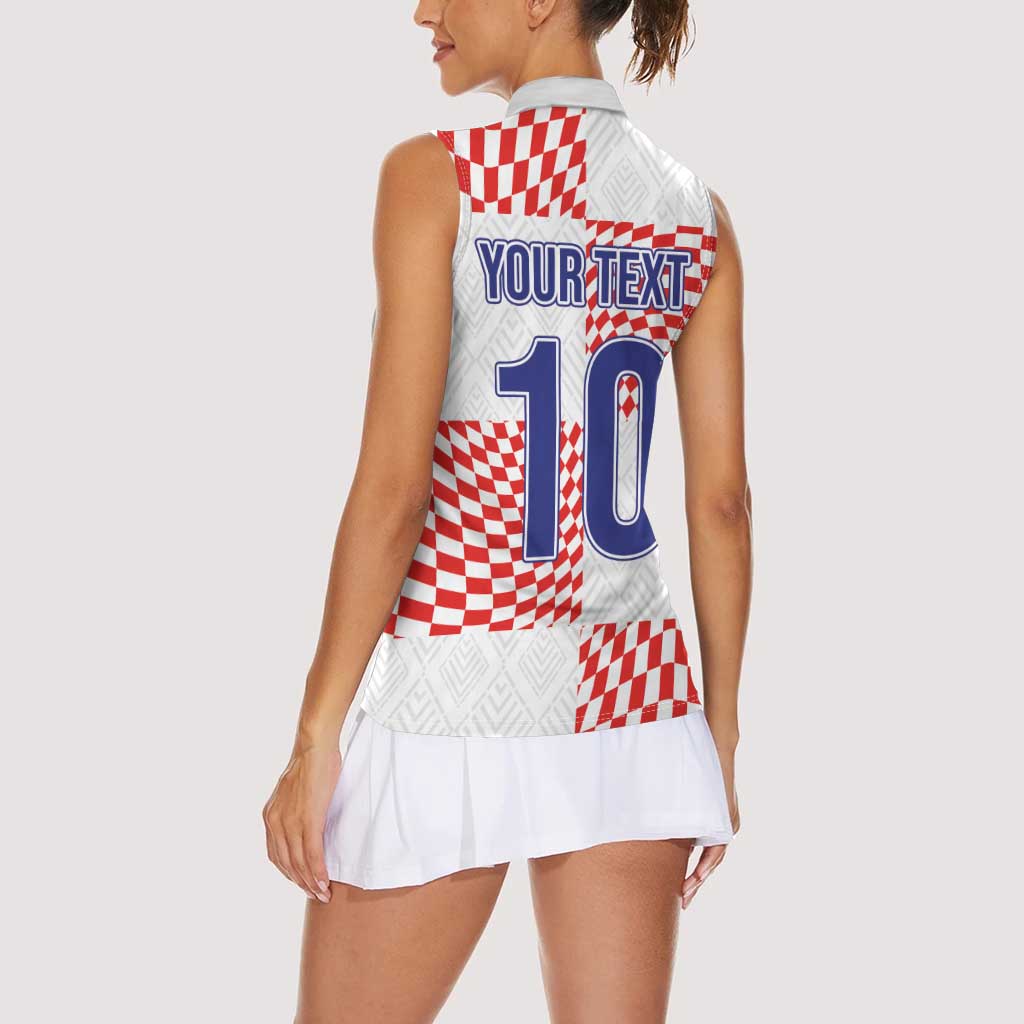 Custom Croatia Football Champion 2024 Women Sleeveless Polo Shirt - Wonder Print Shop