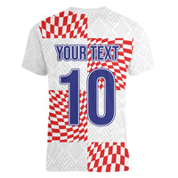 Custom Croatia Football Champion 2024 Women V-Neck T-Shirt - Wonder Print Shop