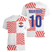 Custom Croatia Football Champion 2024 Women V-Neck T-Shirt - Wonder Print Shop