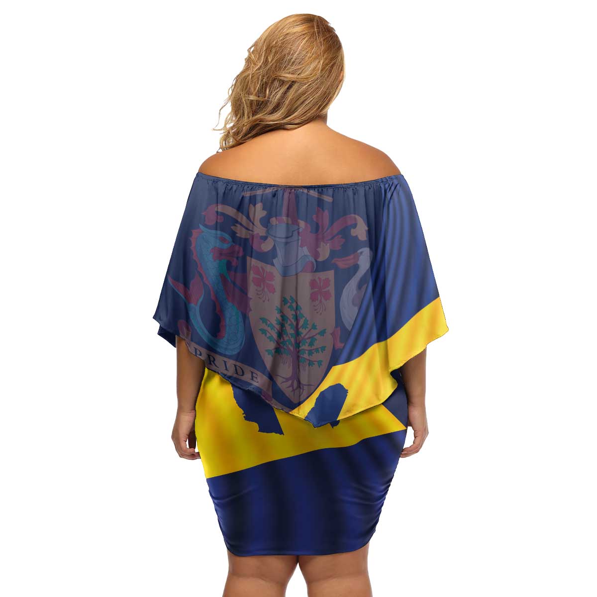 Barbados Independence Day Family Matching Off Shoulder Short Dress and Hawaiian Shirt National Flag Design - Wonder Print Shop