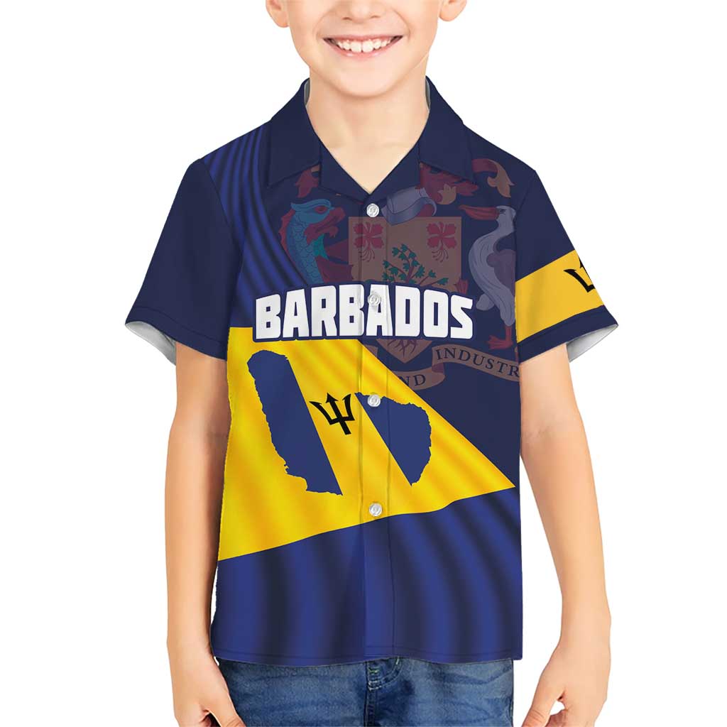 Barbados Independence Day Family Matching Short Sleeve Bodycon Dress and Hawaiian Shirt National Flag Design - Wonder Print Shop