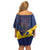 Barbados Independence Day Off Shoulder Short Dress National Flag Design - Wonder Print Shop