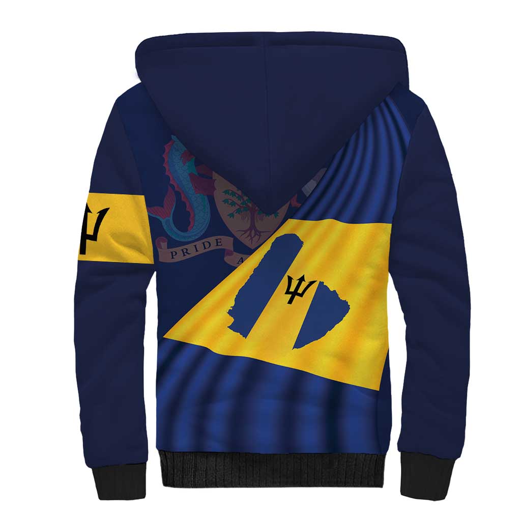 Barbados Independence Day Sherpa Hoodie National Flag Design - Wonder Print Shop
