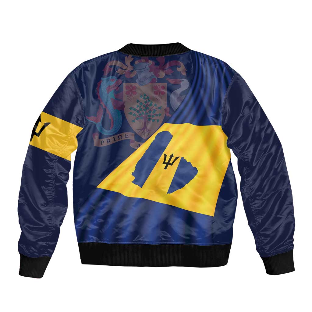 Barbados Independence Day Sleeve Zip Bomber Jacket National Flag Design - Wonder Print Shop