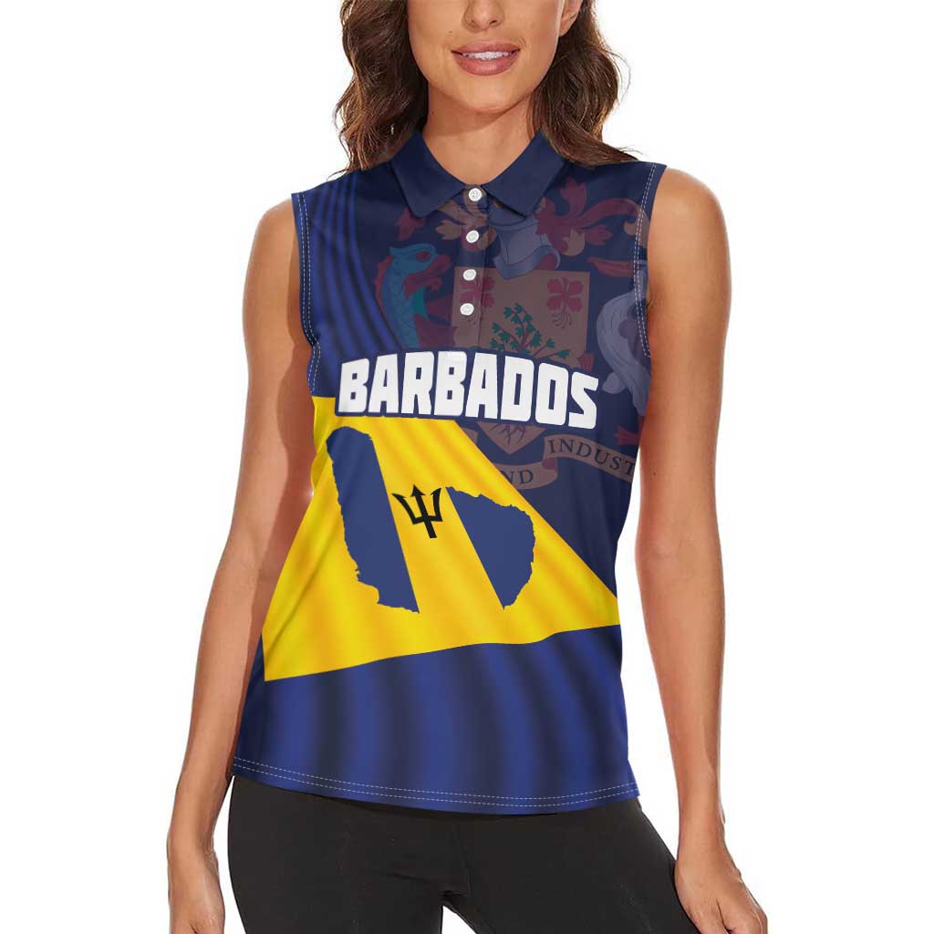 Barbados Independence Day Women Sleeveless Polo Shirt National Flag Design - Wonder Print Shop
