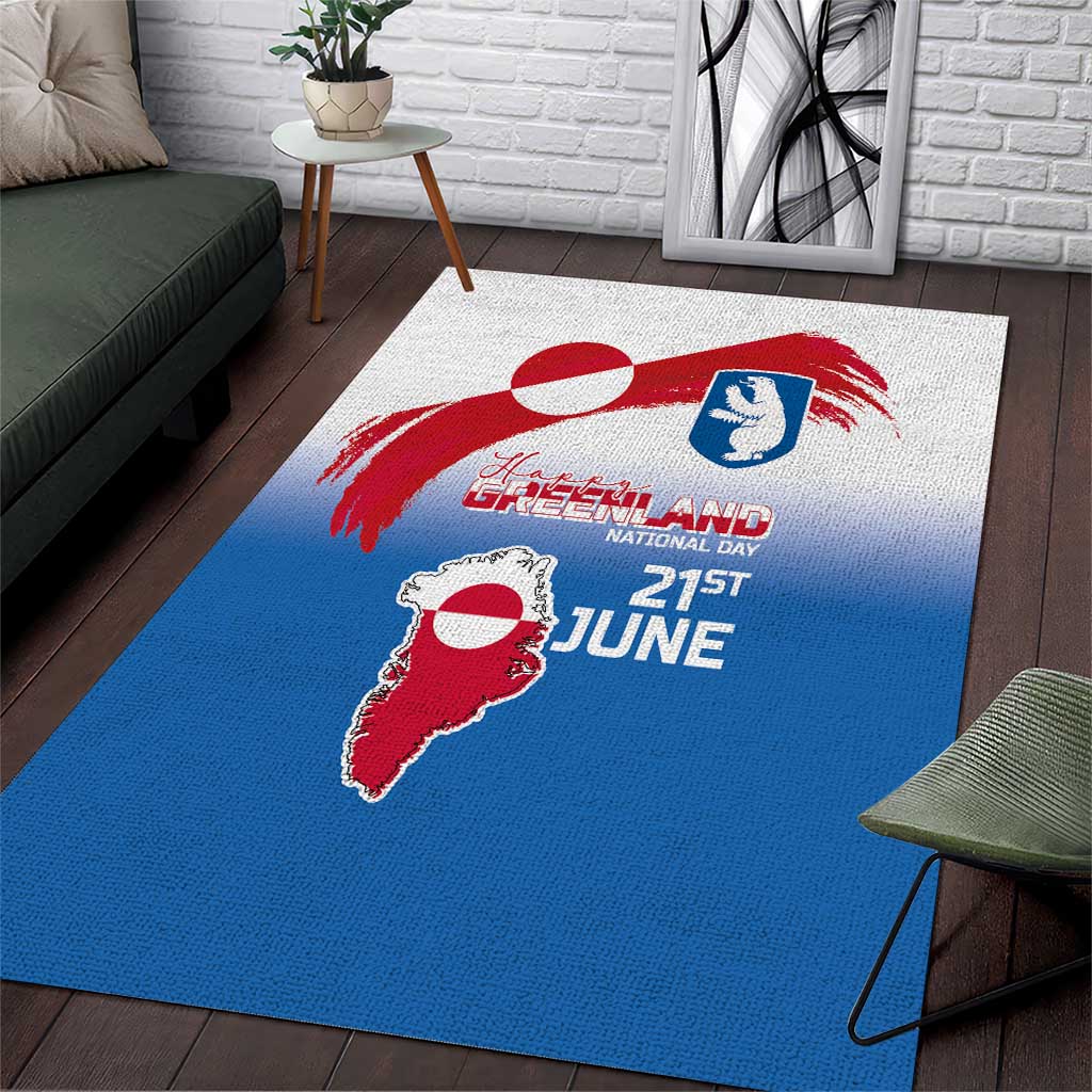 Greenland National Day Area Rug National Country Flag and Emblem with The Map