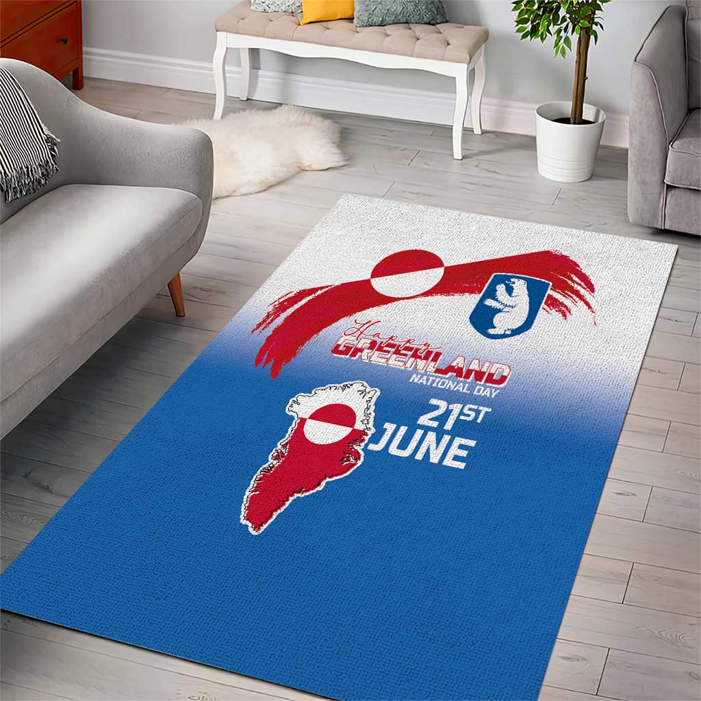 Greenland National Day Area Rug National Country Flag and Emblem with The Map
