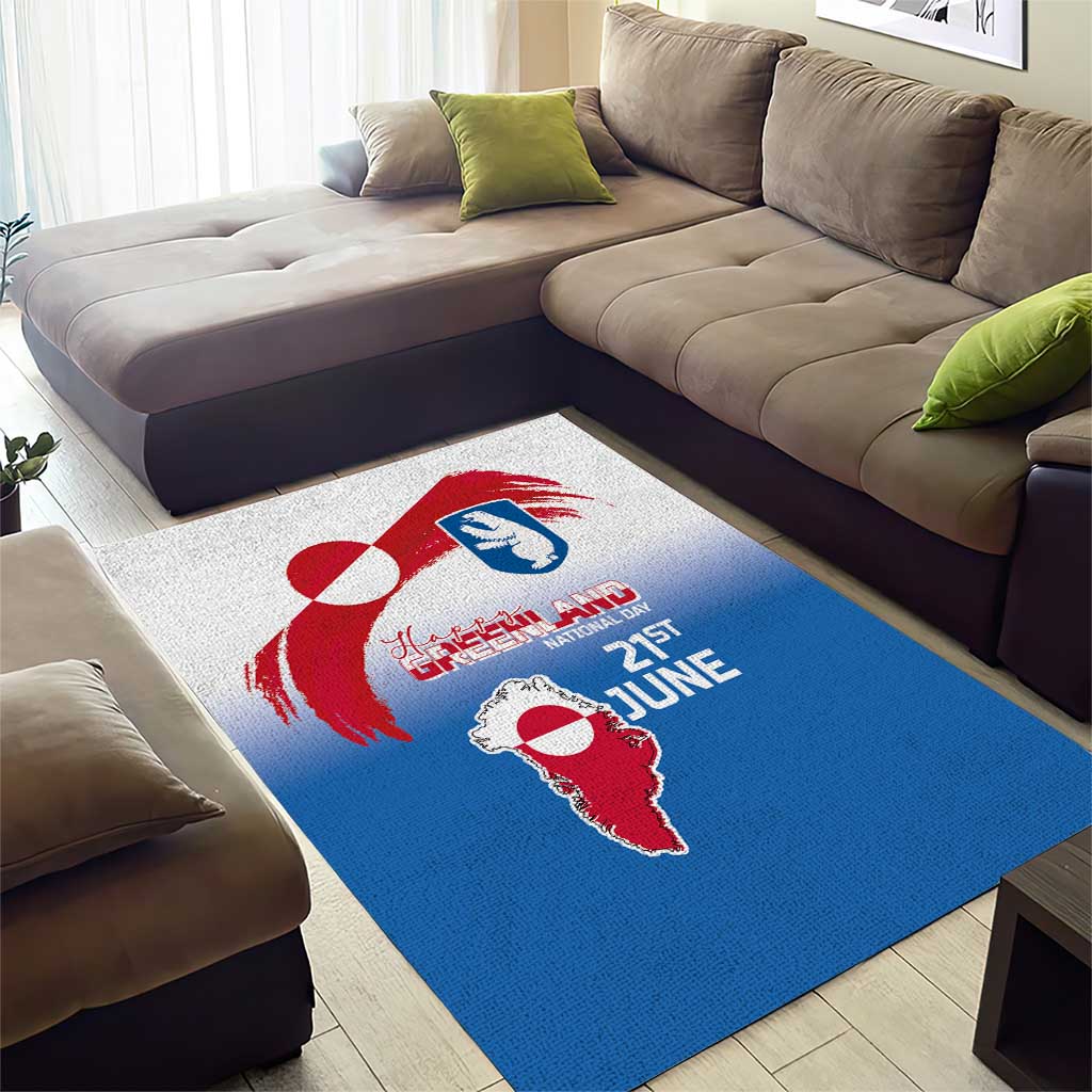 Greenland National Day Area Rug National Country Flag and Emblem with The Map
