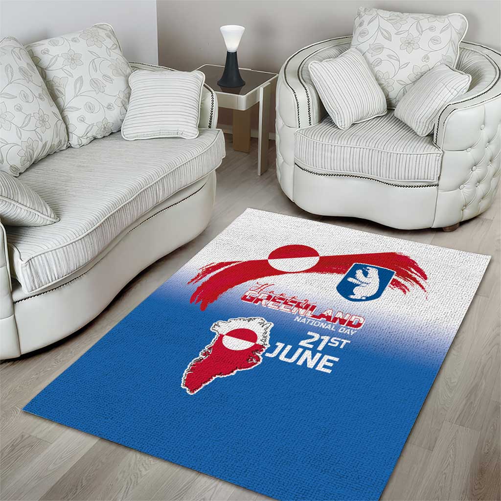 Greenland National Day Area Rug National Country Flag and Emblem with The Map