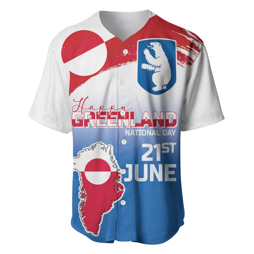 Greenland National Day Baseball Jersey National Country Flag and Emblem with The Map