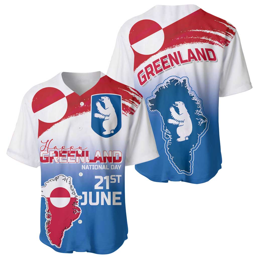 Greenland National Day Baseball Jersey National Country Flag and Emblem with The Map