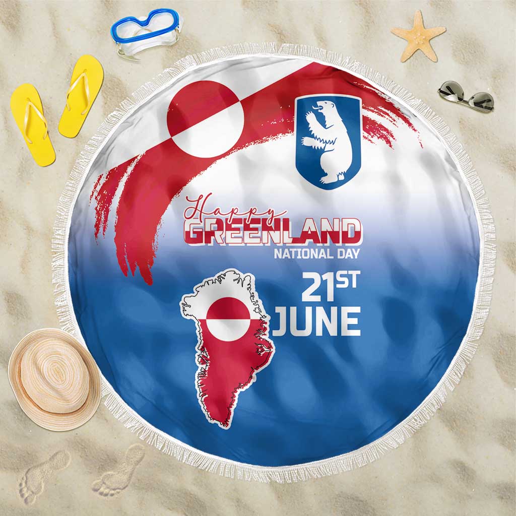 Greenland National Day Beach Blanket National Country Flag and Emblem with The Map