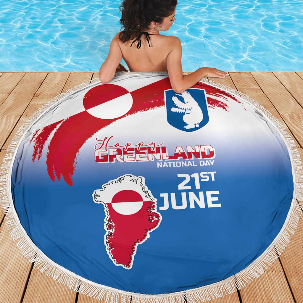 Greenland National Day Beach Blanket National Country Flag and Emblem with The Map