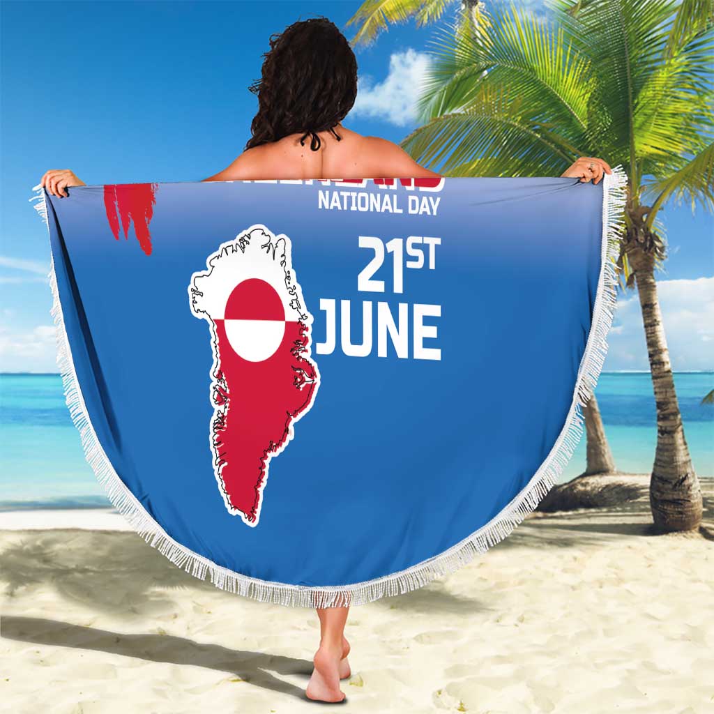 Greenland National Day Beach Blanket National Country Flag and Emblem with The Map