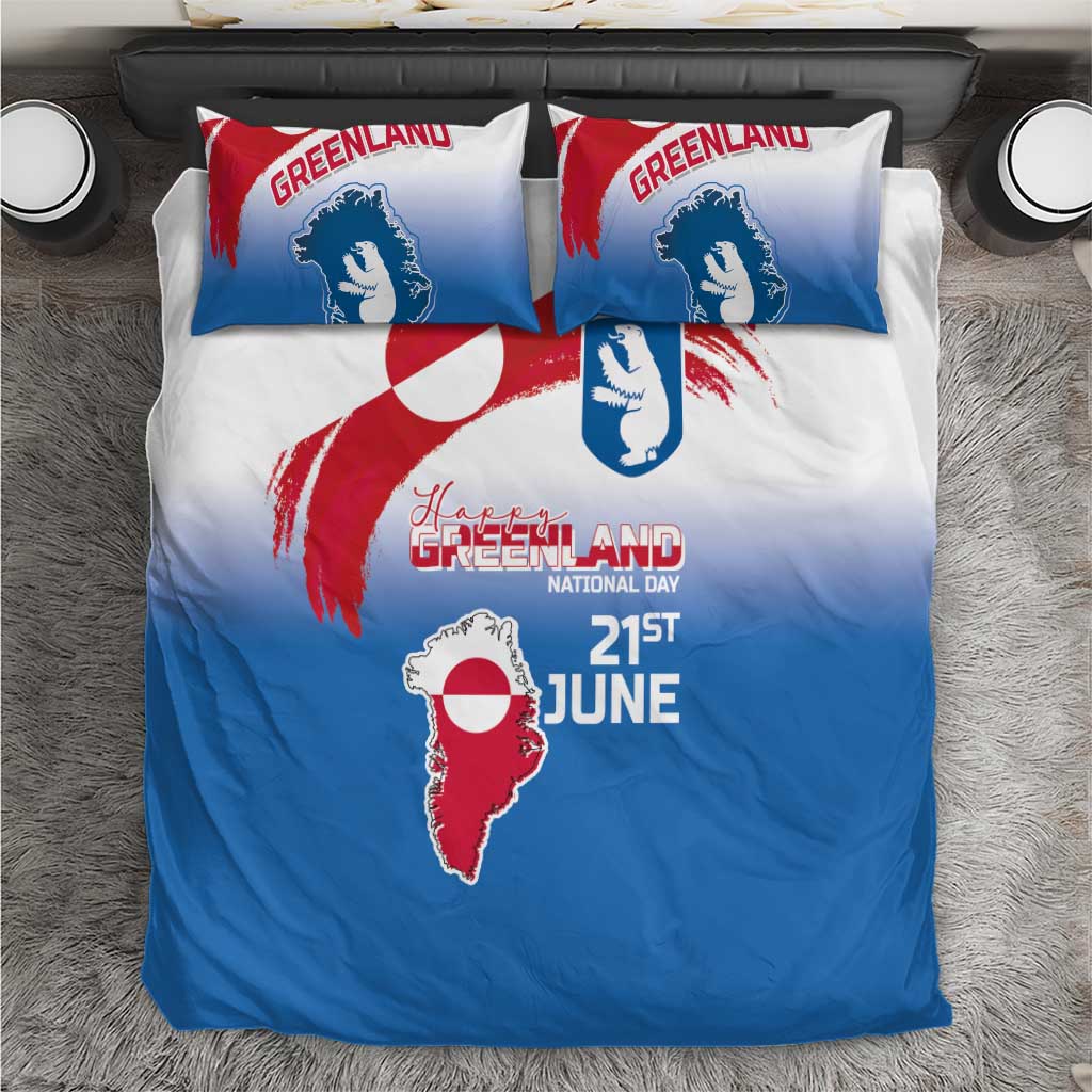 Greenland National Day Bedding Set National Country Flag and Emblem with The Map