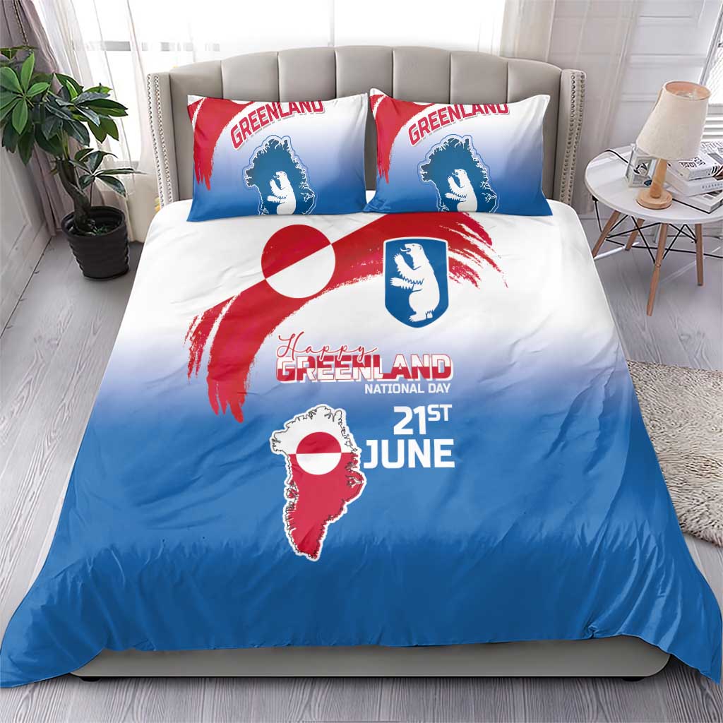 Greenland National Day Bedding Set National Country Flag and Emblem with The Map