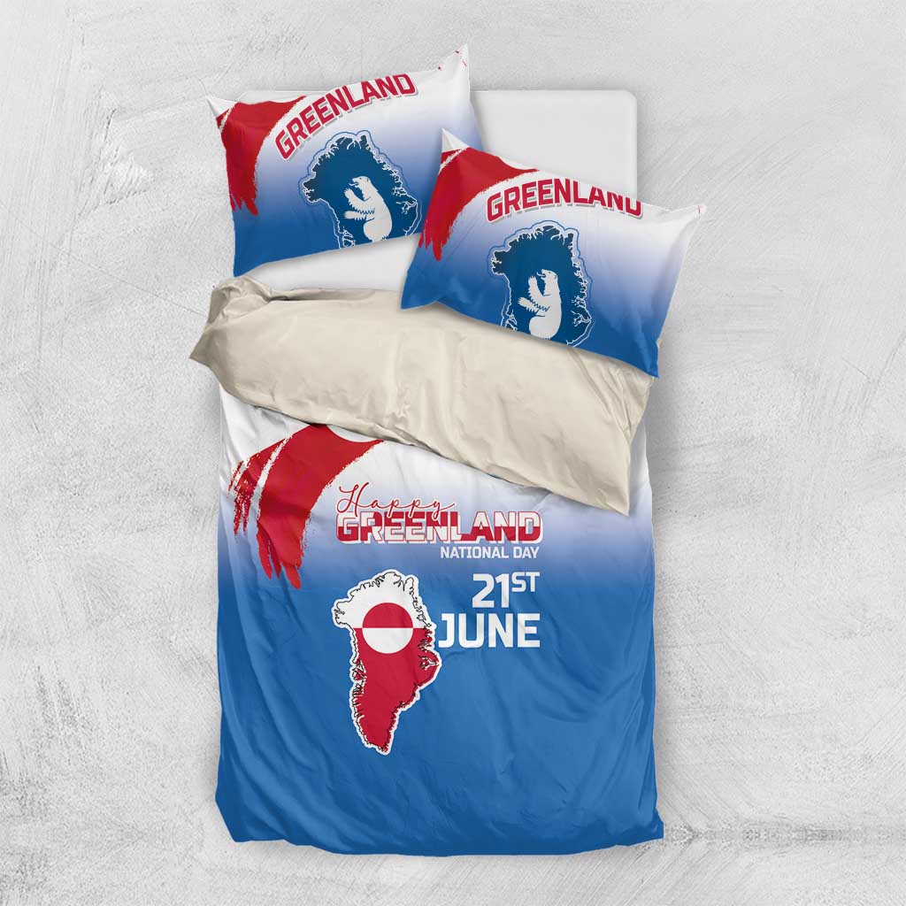 Greenland National Day Bedding Set National Country Flag and Emblem with The Map