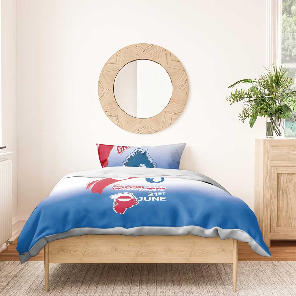 Greenland National Day Bedding Set National Country Flag and Emblem with The Map