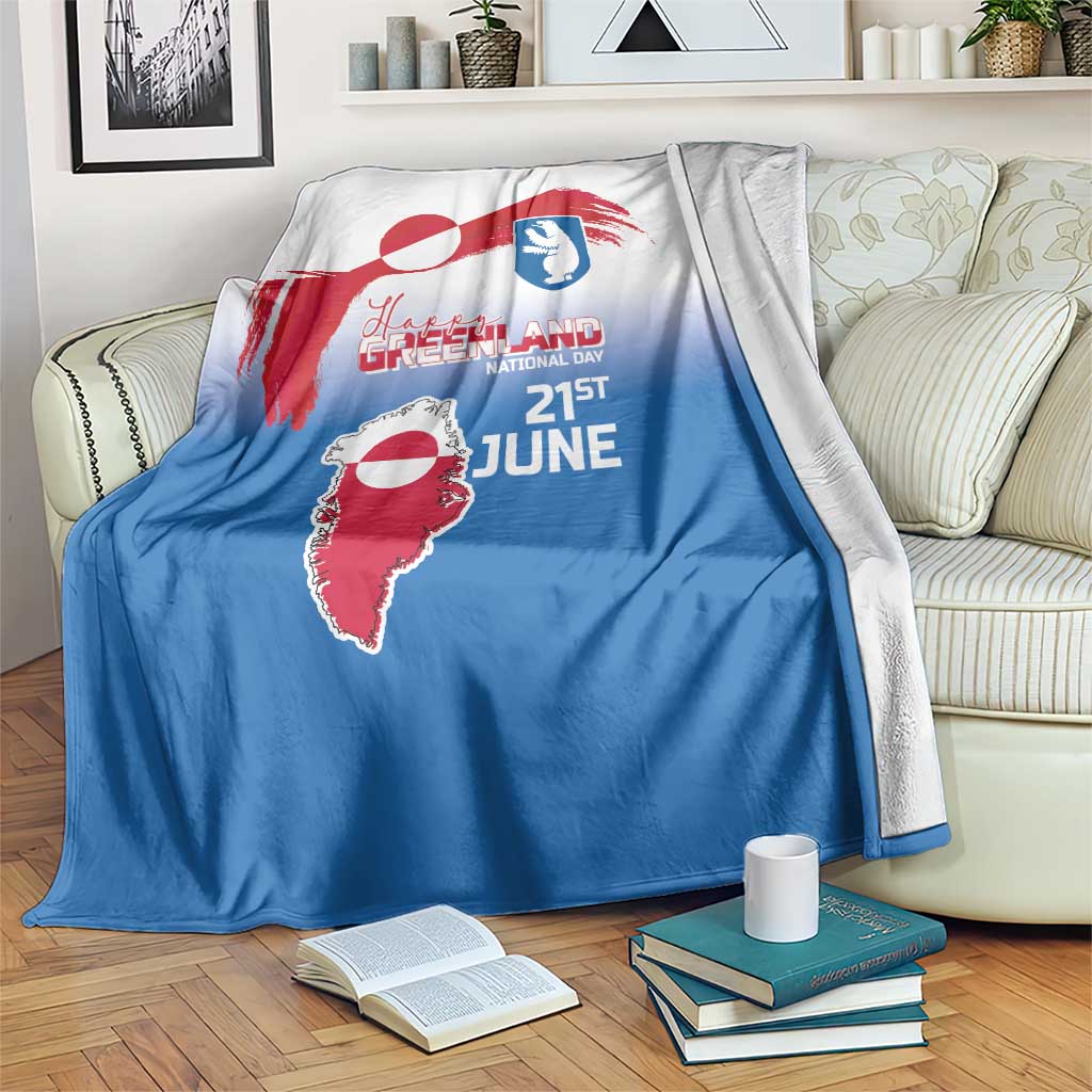 Greenland National Day Blanket National Country Flag and Emblem with The Map