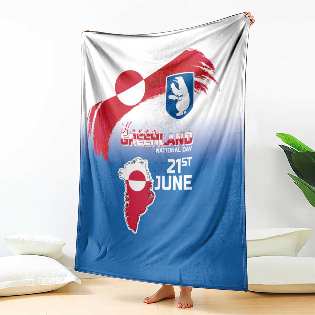 Greenland National Day Blanket National Country Flag and Emblem with The Map