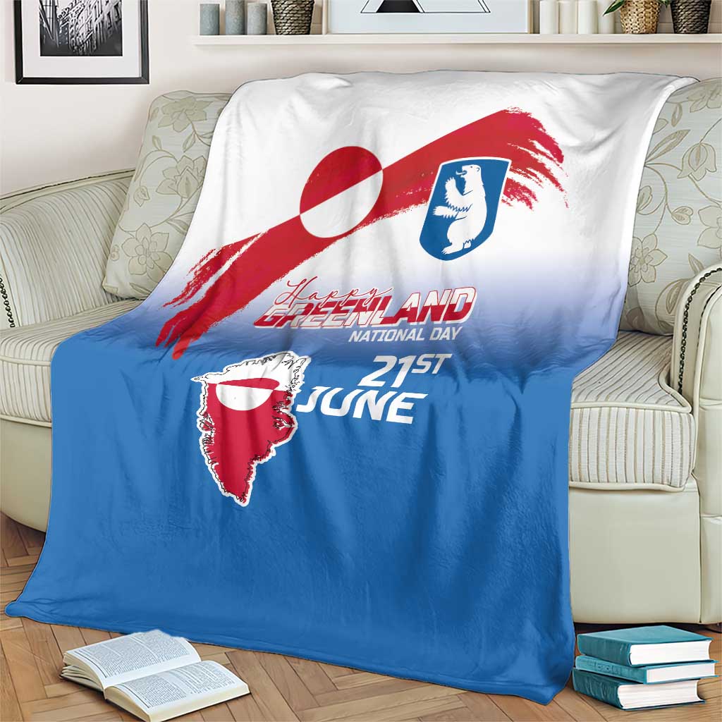 Greenland National Day Blanket National Country Flag and Emblem with The Map