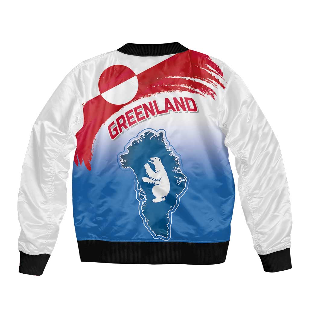 Greenland National Day Bomber Jacket National Country Flag and Emblem with The Map