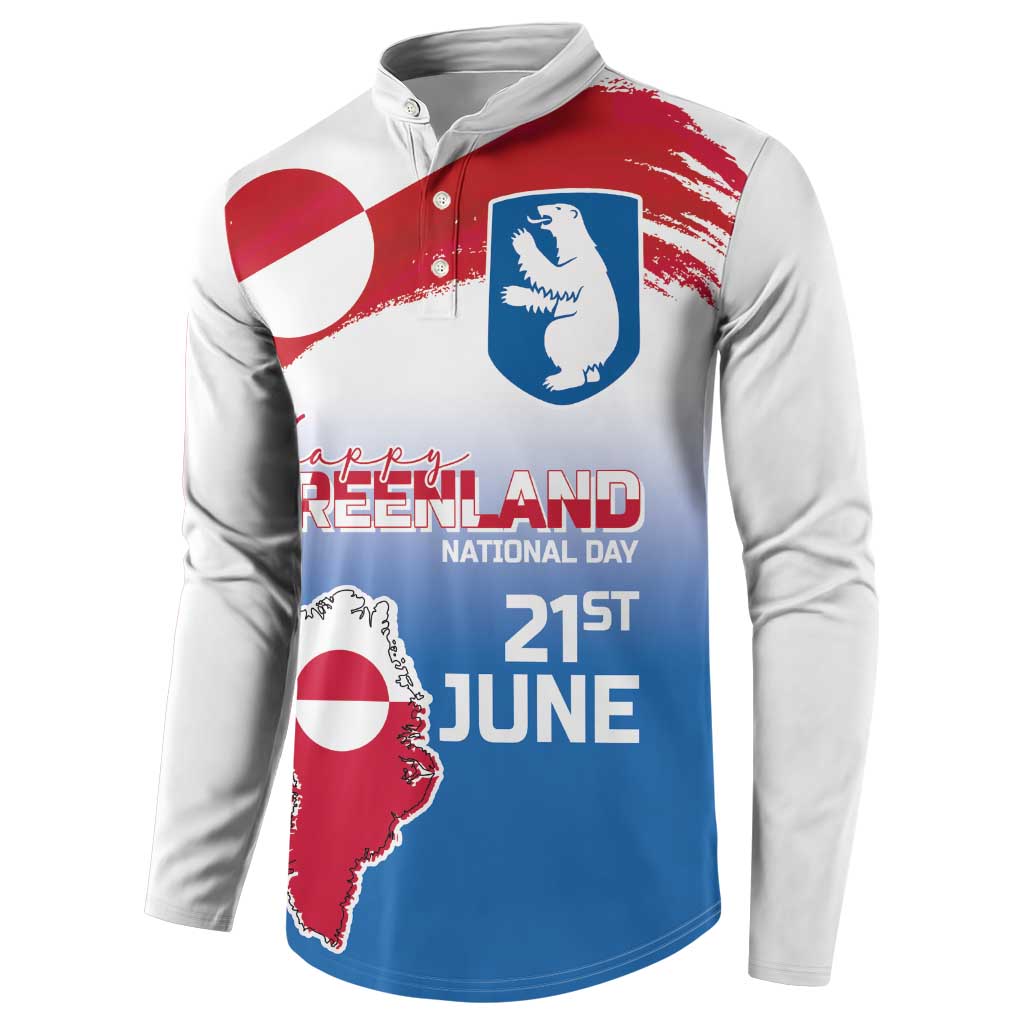 Greenland National Day Button Sweatshirt National Country Flag and Emblem with The Map