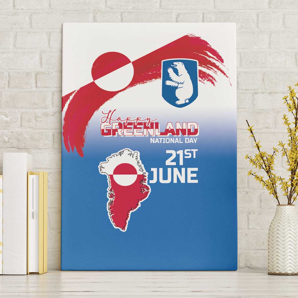 Greenland National Day Canvas Wall Art National Country Flag and Emblem with The Map