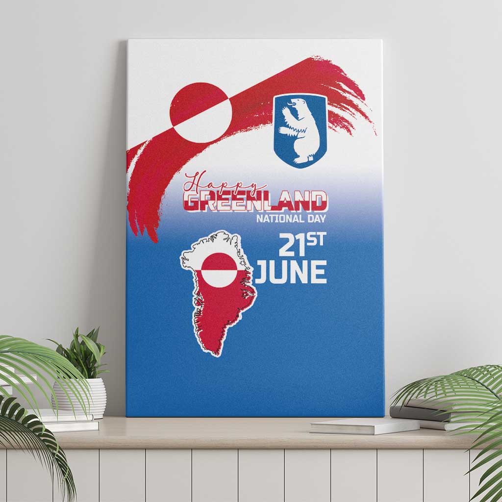 Greenland National Day Canvas Wall Art National Country Flag and Emblem with The Map