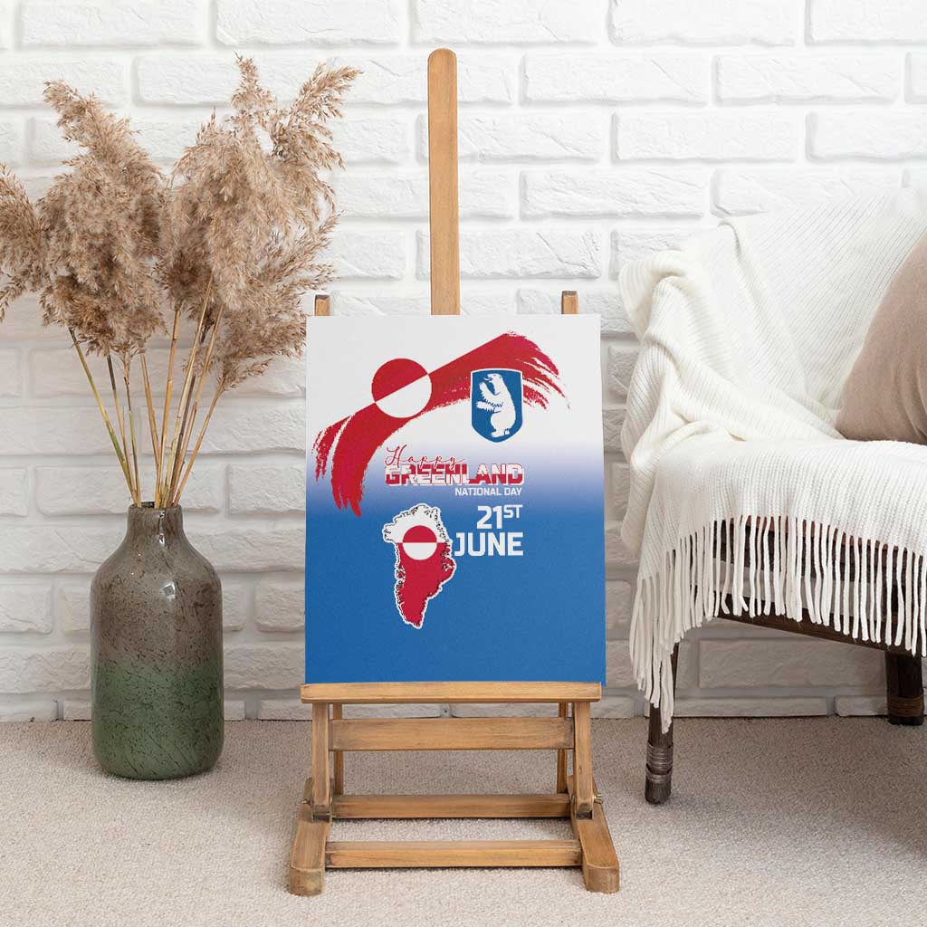 Greenland National Day Canvas Wall Art National Country Flag and Emblem with The Map