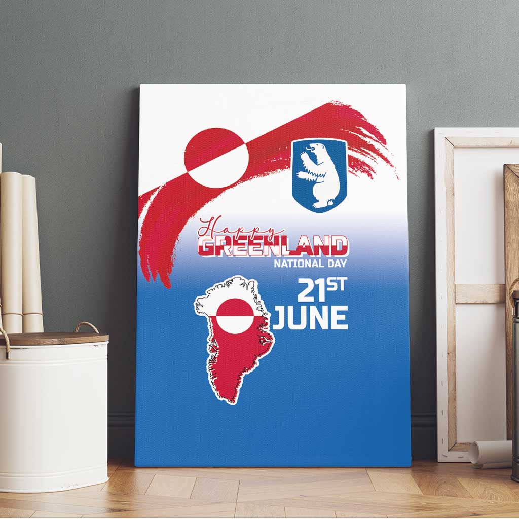 Greenland National Day Canvas Wall Art National Country Flag and Emblem with The Map