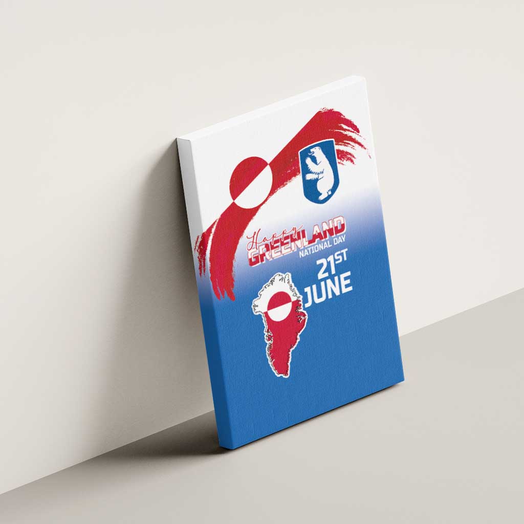 Greenland National Day Canvas Wall Art National Country Flag and Emblem with The Map