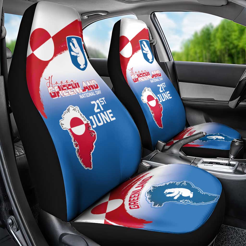Greenland National Day Car Seat Cover National Country Flag and Emblem with The Map