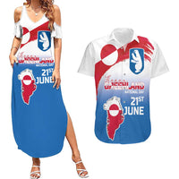 Greenland National Day Couples Matching Summer Maxi Dress and Hawaiian Shirt National Country Flag and Emblem with The Map