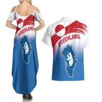 Greenland National Day Couples Matching Summer Maxi Dress and Hawaiian Shirt National Country Flag and Emblem with The Map