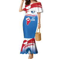 Greenland National Day Family Matching Mermaid Dress and Hawaiian Shirt National Country Flag and Emblem with The Map